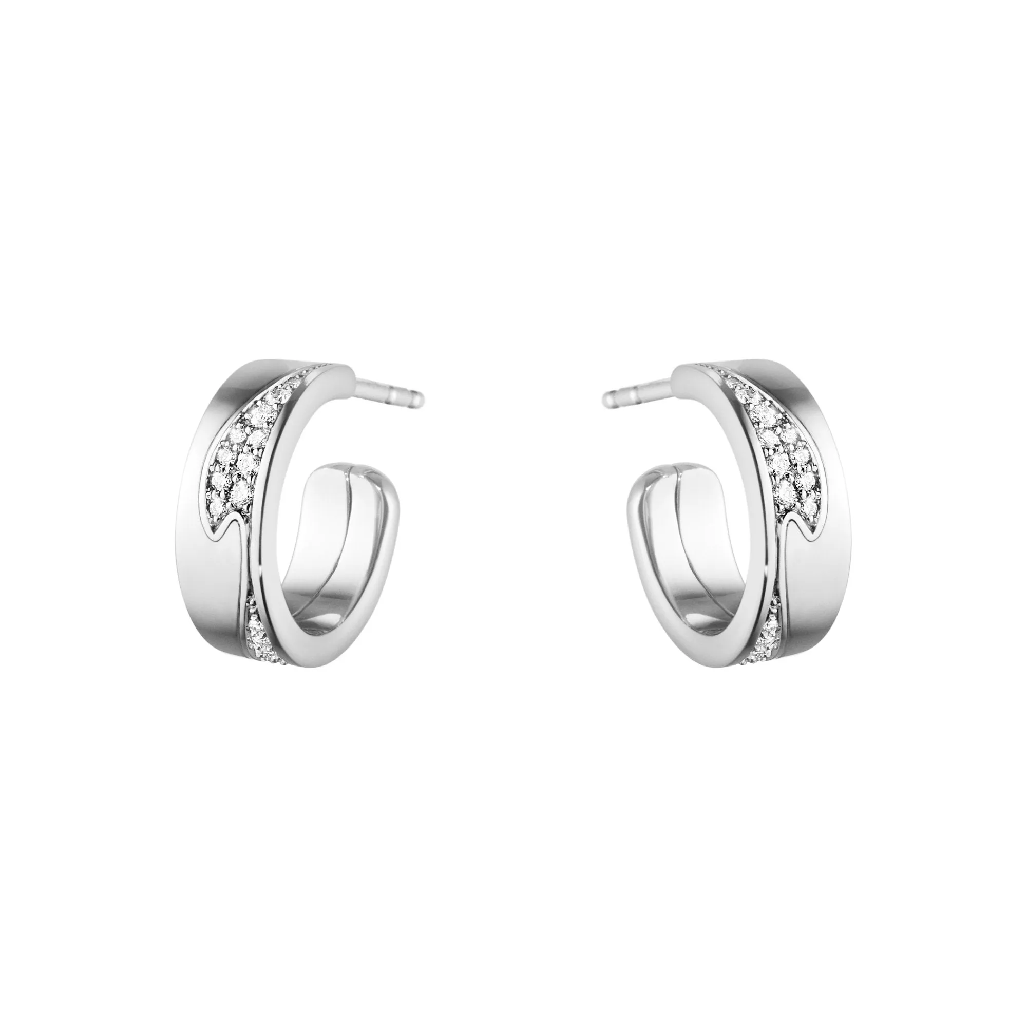 Georg Jensen Fusion 18ct White Gold 0.18ct Diamond Hoop Earrings