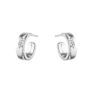 Georg Jensen Fusion 18ct White Gold 0.18ct Diamond Hoop Earrings