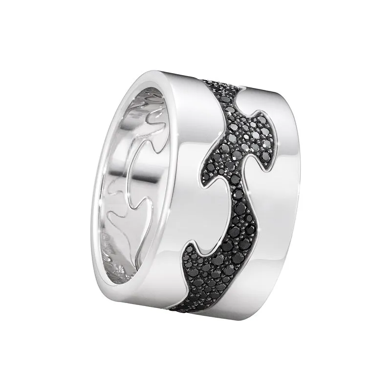 Georg Jensen Fusion 18ct White Gold Black Diamond Three Piece Ring