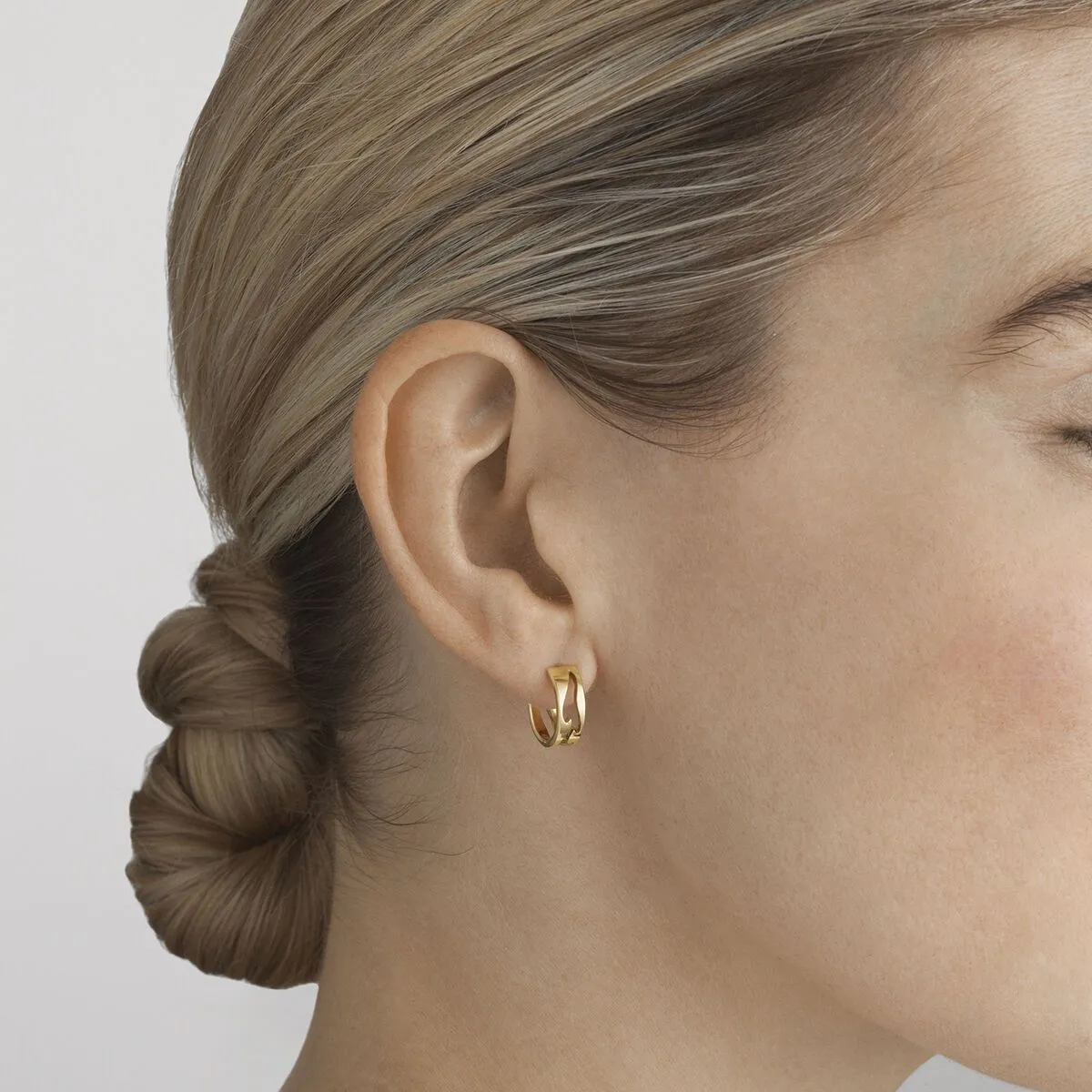 Georg Jensen Fusion 18ct Yellow Gold Open Hoop Earrings