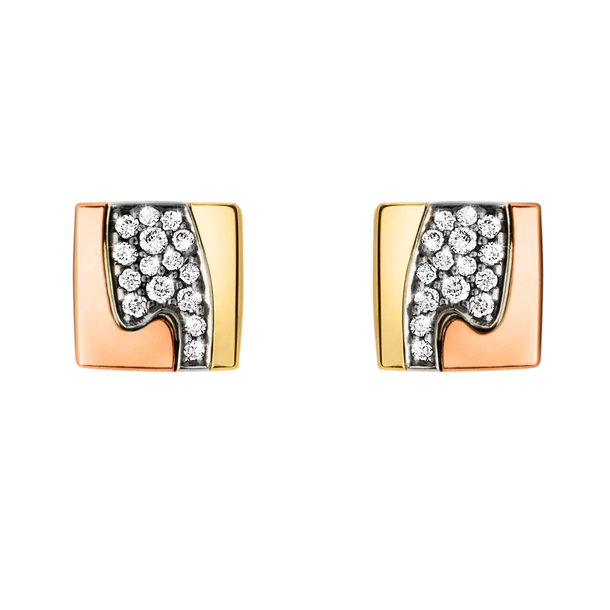 Georg Jensen Fusion 18ct Yellow White & Rose Gold Diamond Earrings