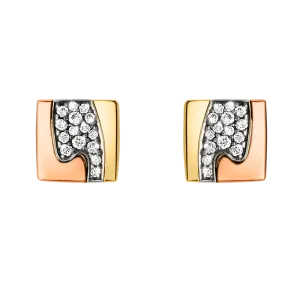 Georg Jensen Fusion 18ct Yellow White & Rose Gold Diamond Earrings