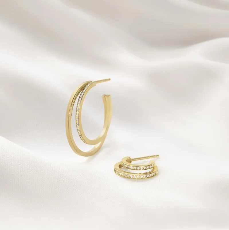 Georg Jensen Halo 18ct Yellow Gold 0.30ct Diamond Large Hoop Earrings D