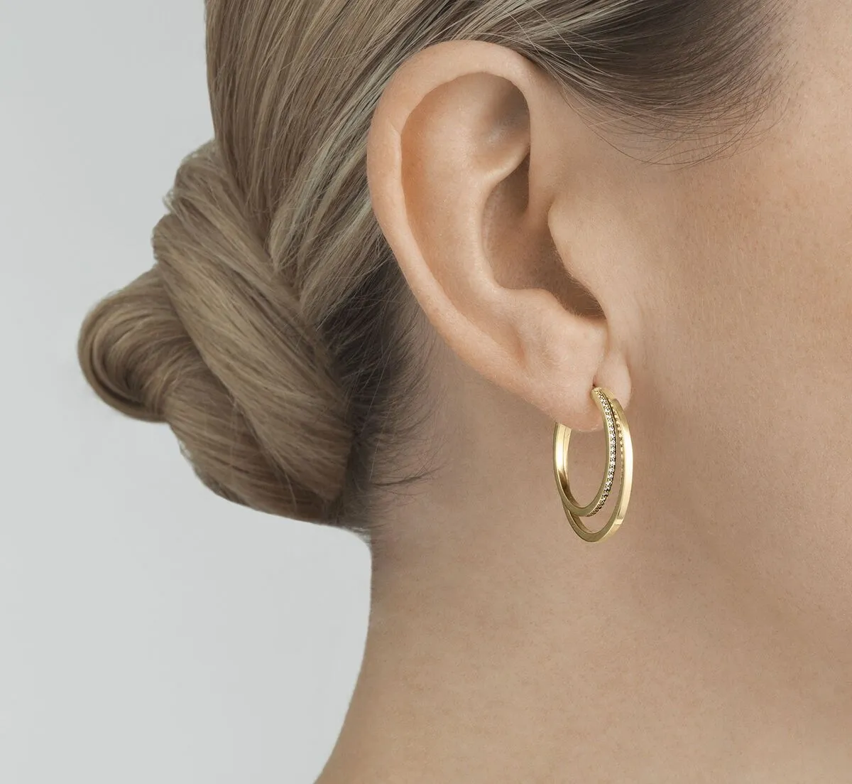 Georg Jensen Halo 18ct Yellow Gold 0.30ct Diamond Large Hoop Earrings D