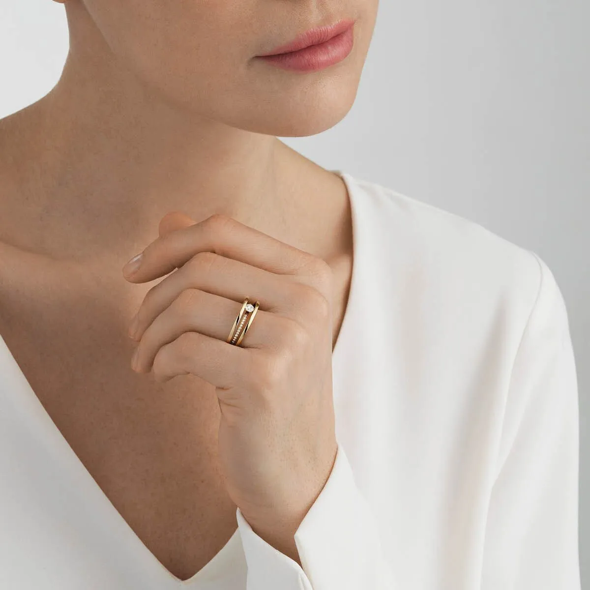 Georg Jensen Halo 18ct Yellow Gold 0.37ct Diamond Ring