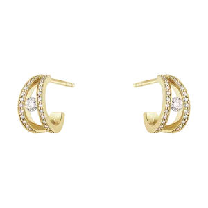 Georg Jensen Halo 18ct Yellow Gold 0.44ct Diamond Hug Earrings D