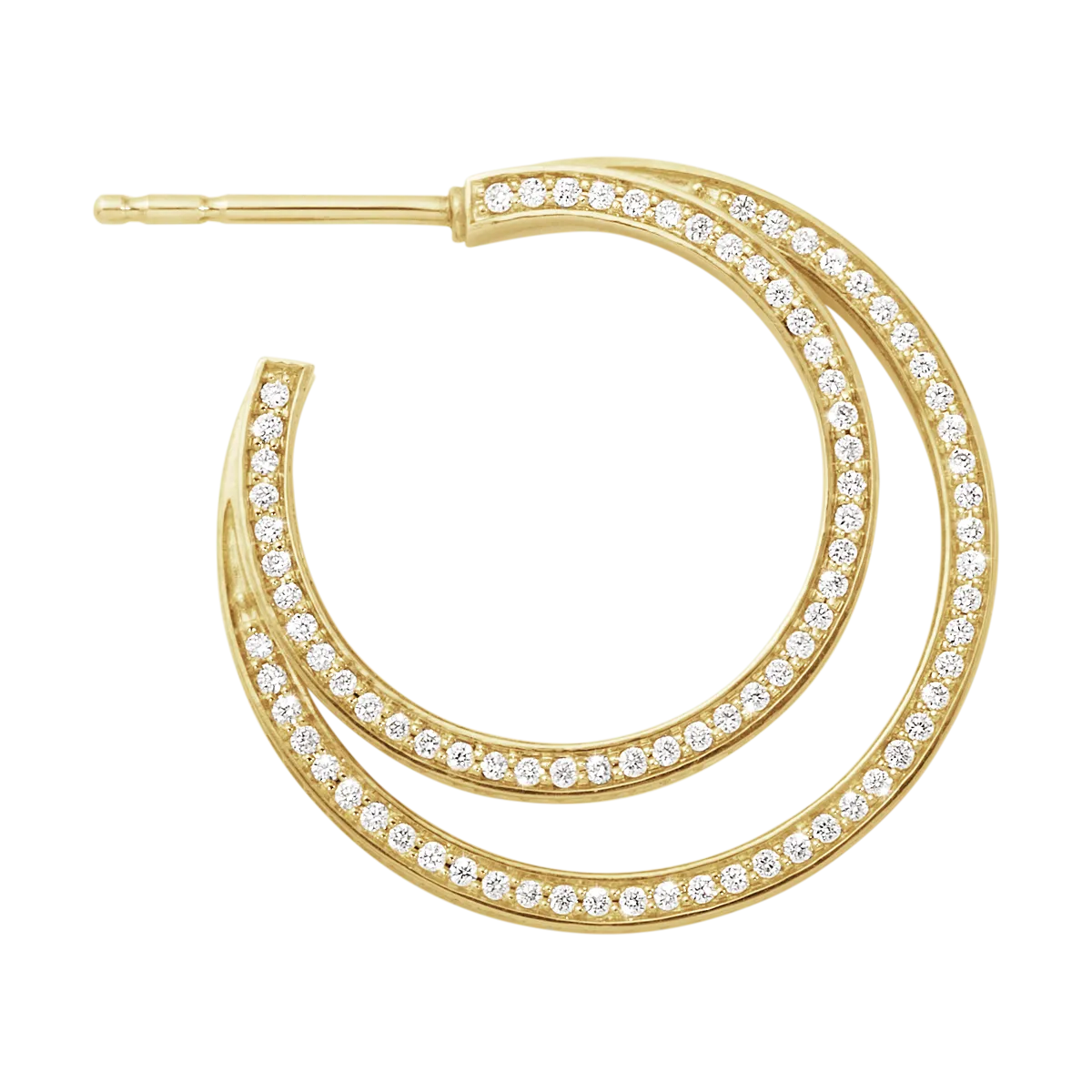 Georg Jensen Halo 18ct Yellow Gold 1.24ct Diamond Hoop Earrings D