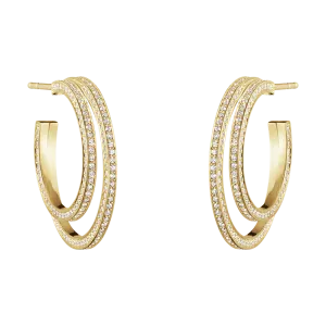 Georg Jensen Halo 18ct Yellow Gold 1.24ct Diamond Hoop Earrings D