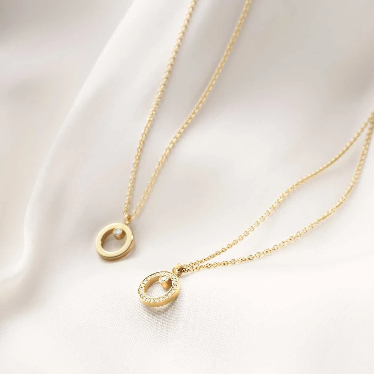 Georg Jensen Halo 18ct Yellow Gold Diamond Circular Necklace
