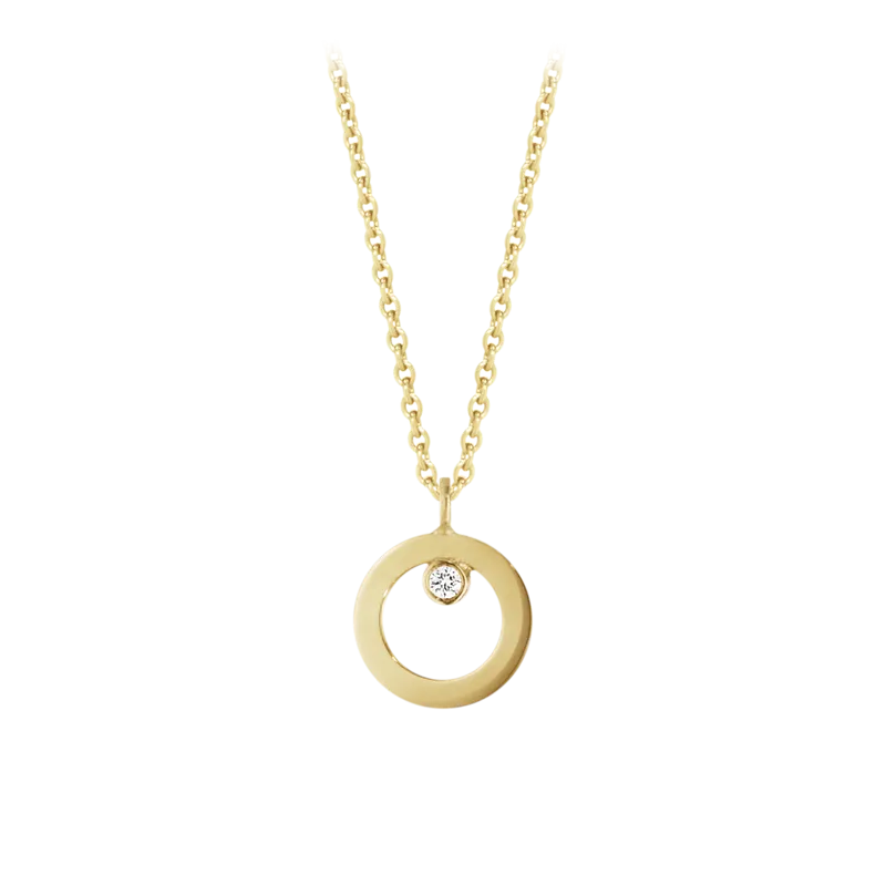 Georg Jensen Halo 18ct Yellow Gold Diamond Circular Necklace