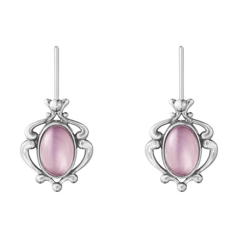 Georg Jensen Heritage Sterling Silver Lilac Quartz Drop Earrings