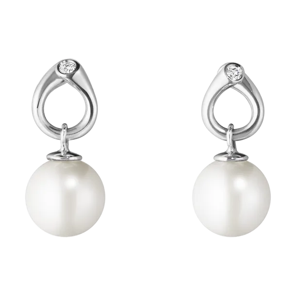 Georg Jensen Magic 18ct White Gold Diamond Pearl Earrings