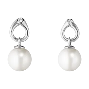 Georg Jensen Magic 18ct White Gold Diamond Pearl Earrings