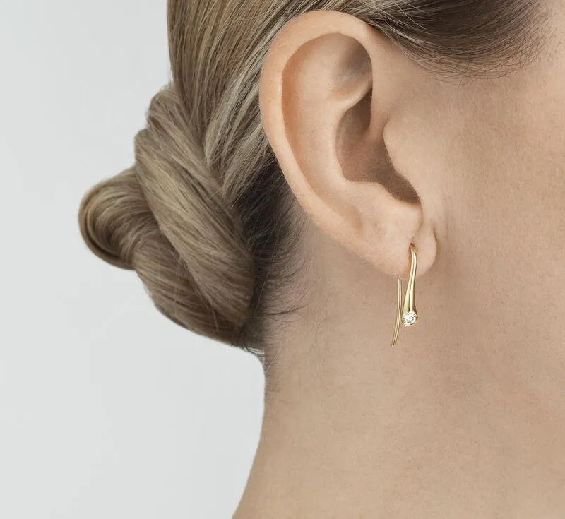 Georg Jensen Magic 18ct Yellow Gold Diamond Hook Earrings