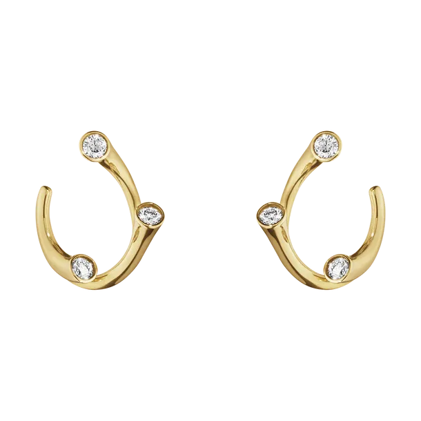 Georg Jensen Magic 18ct Yellow Gold Diamond Hoop Earrings