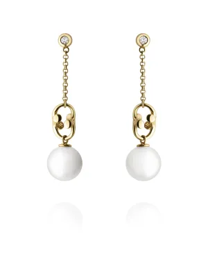 Georg Jensen Magic 18ct Yellow Gold Pearl Diamond Earrings D
