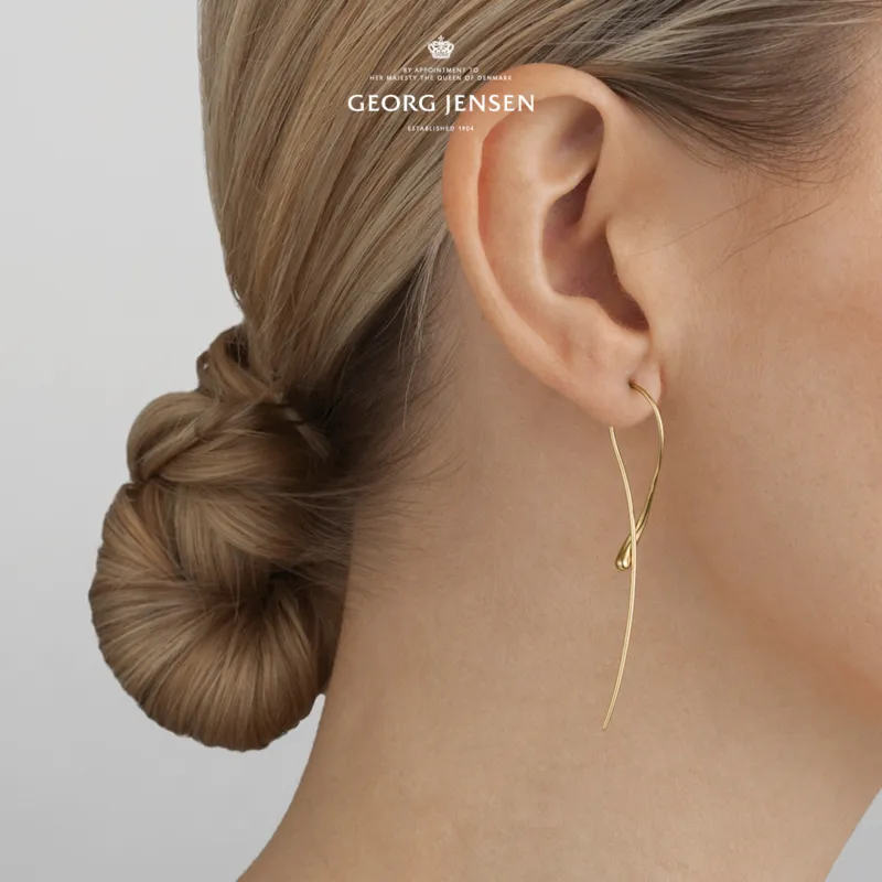 Georg Jensen Mercy 18ct Yellow Gold Twisted Long Drop Earrings