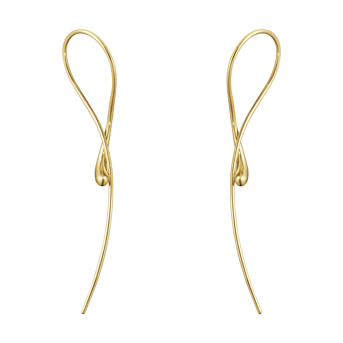 Georg Jensen Mercy 18ct Yellow Gold Twisted Long Drop Earrings