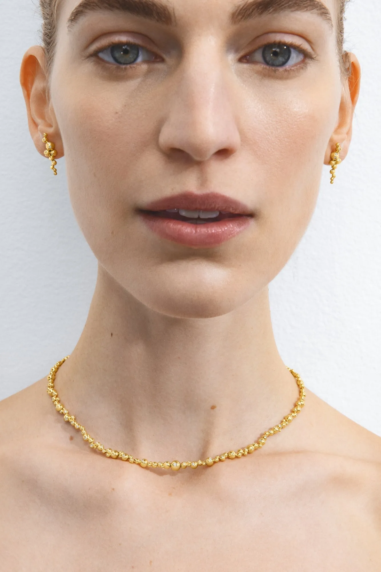 Georg Jensen Moonlight Grapes 18ct Yellow Gold Diamond Slim Necklace