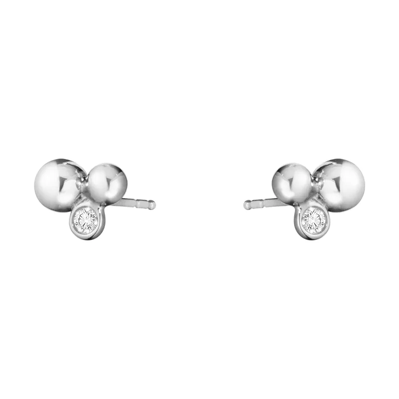 Georg Jensen Moonlight Grapes Sterling Silver Diamond Stud Earrings