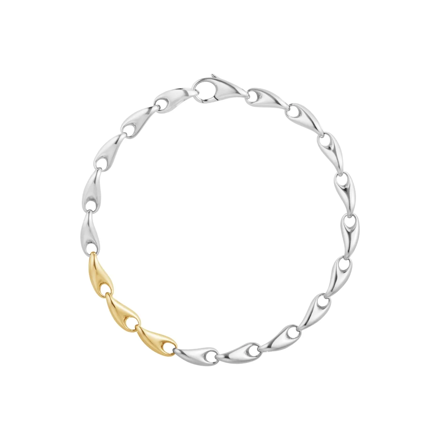 Georg Jensen Reflect 18ct Yellow Gold and Sterling Silver Slim Bracelet