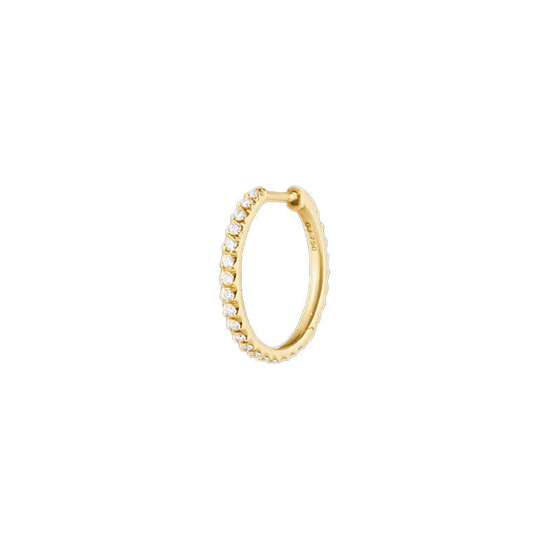 Georg Jensen Signature Diamonds 18ct Yellow Gold 0.15ct Large Hoop Earring Single Piece