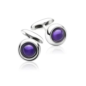 Georg Jensen Sphere Sterling Silver Amethyst Bead Cufflinks D