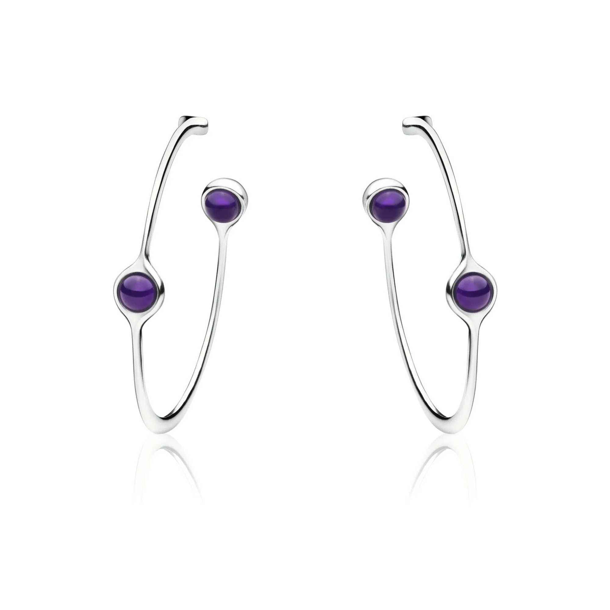 Georg Jensen Sphere Sterling Silver Amethyst Earrings D