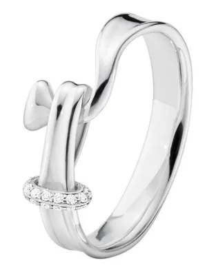 Georg Jensen Sterling Silver Diamond Torun Ring D