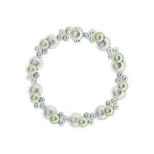 Georg Jensen Stine Goya Daisy Sterling Silver Green and White Enamel Necklace