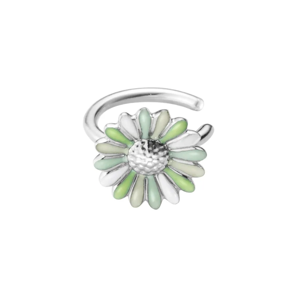 Georg Jensen Stine Goya Daisy Sterling Silver Green Single Ear Cuff