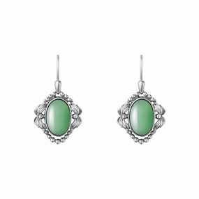 Georg Jensen 2022 Heritage Sterling Silver Green Aventurine Drop Earrings