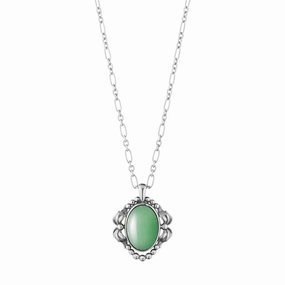 Georg Jensen 2022 Heritage Sterling Silver Green Aventurine Pendant Necklace