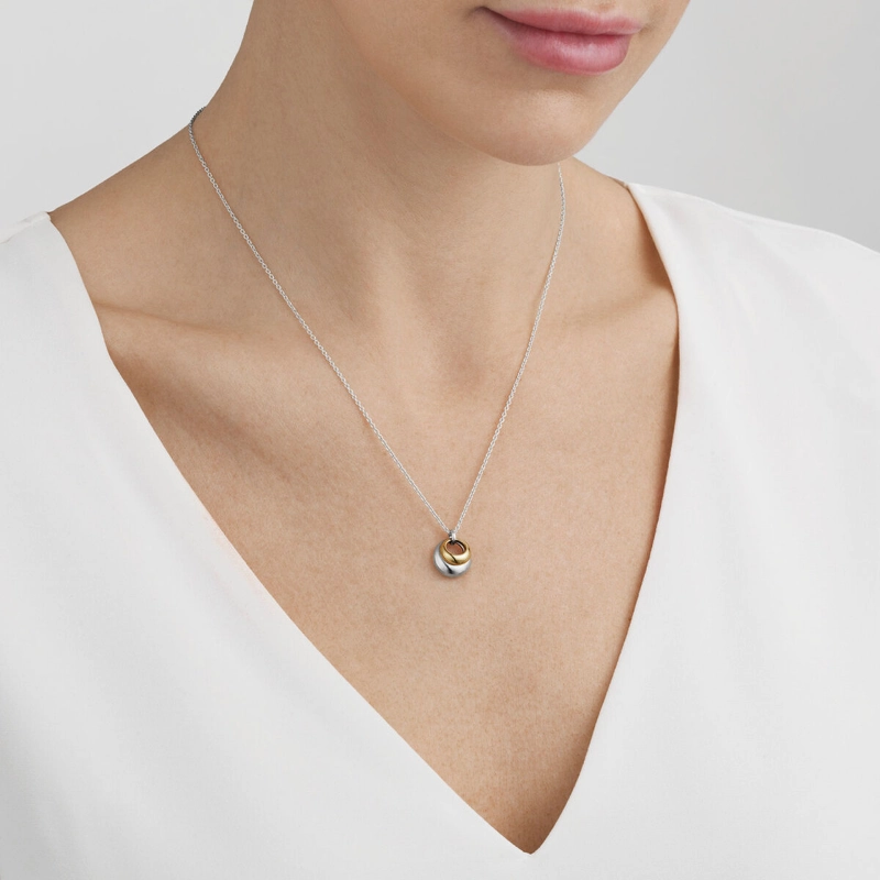 Georg Jensen Curve Sterling Silver 18ct Yellow Gold Necklace