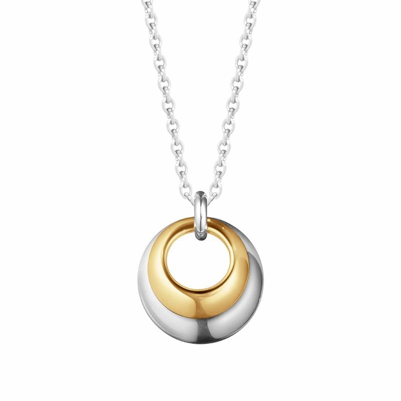 Georg Jensen Curve Sterling Silver 18ct Yellow Gold Necklace