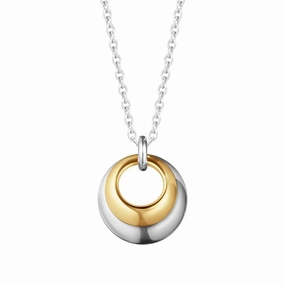 Georg Jensen Curve Sterling Silver 18ct Yellow Gold Necklace