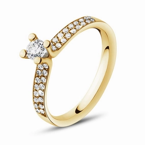 Georg Jensen Magic 18ct Yellow Gold Diamond Pave Set Solitaire Ring
