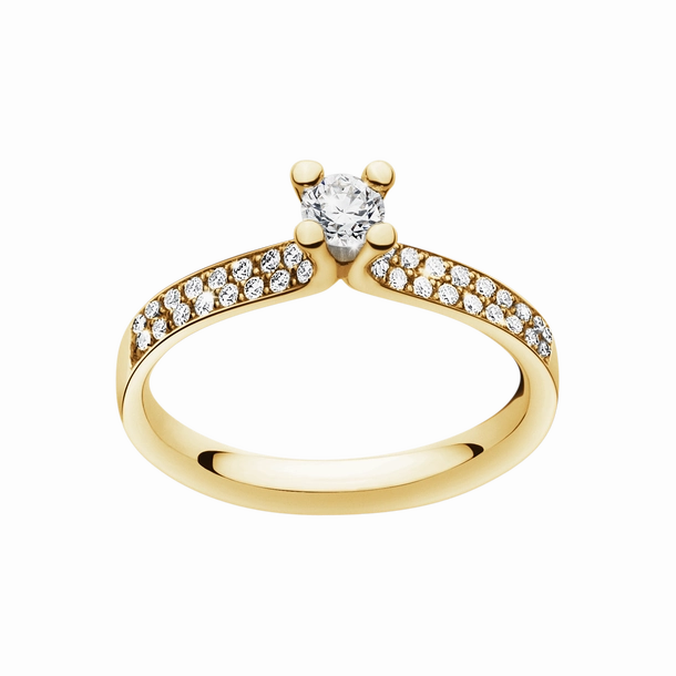 Georg Jensen Magic 18ct Yellow Gold Diamond Pave Set Solitaire Ring