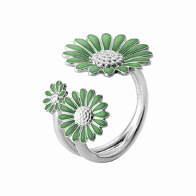 Georg Jensen Stine Goya Daisy Sterling Silver Vivid Green Enamel Ring D