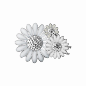 Georg Jensen Stine Goya Daisy Sterling Silver White Enamel Hair Clip D