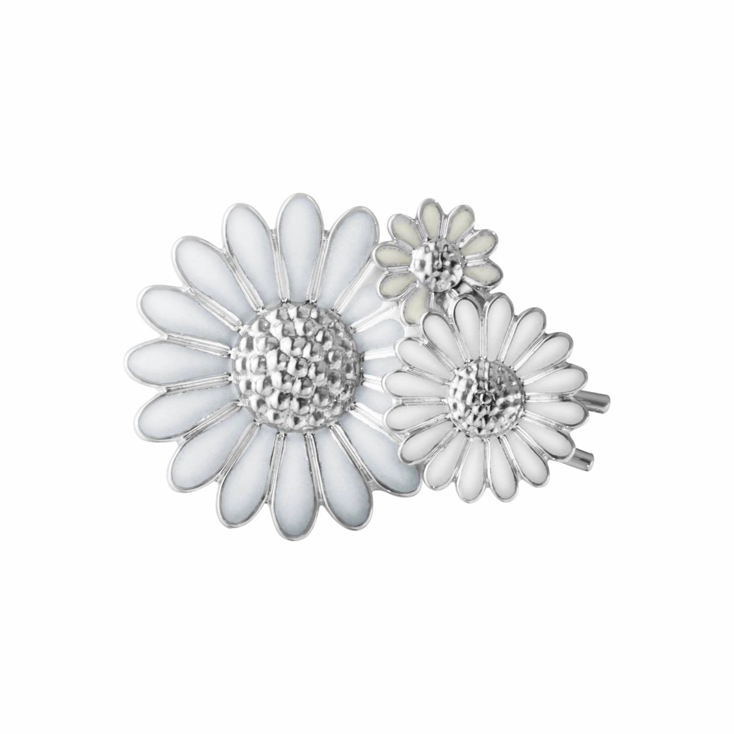 Georg Jensen Stine Goya Daisy Sterling Silver White Enamel Hair Clip D