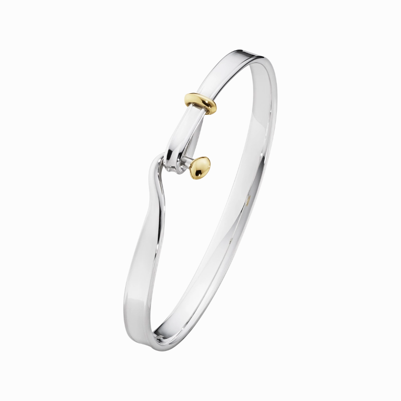 Georg Jensen Torun Sterling Silver 18ct Yellow Gold Diamond Bangle Set