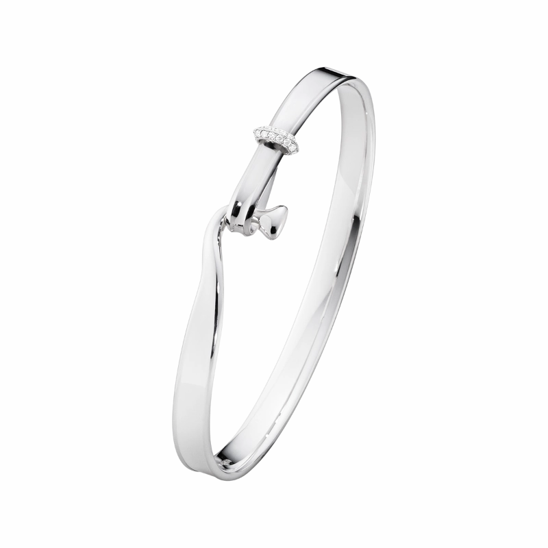 Georg Jensen Torun Sterling Silver 18ct Yellow Gold Diamond Bangle Set