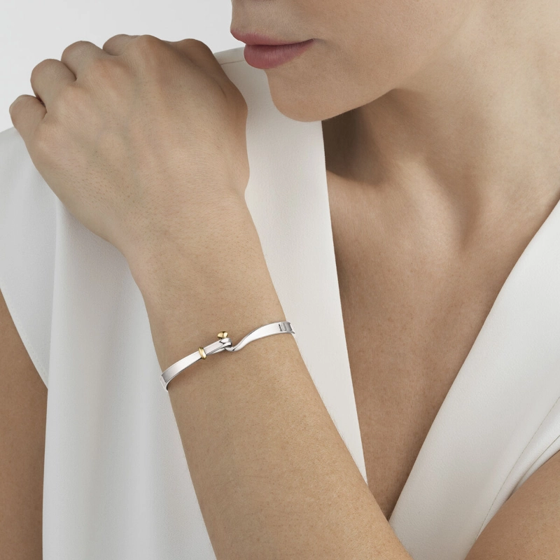 Georg Jensen Torun Sterling Silver 18ct Yellow Gold Diamond Bangle Set