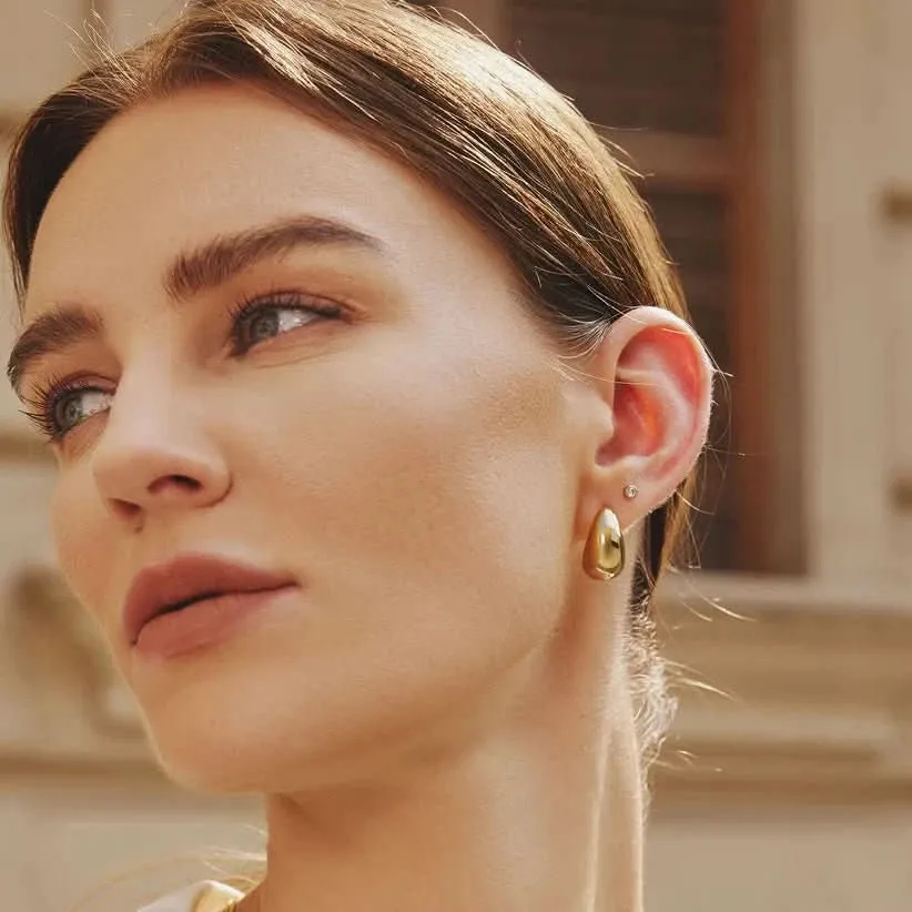 Gold Bold Dome Hoop Earrings E062-09G
