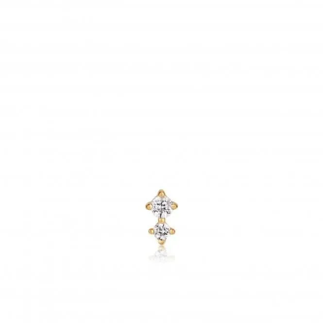 Gold Double Sparkle Barbell Single Earring E035-07G