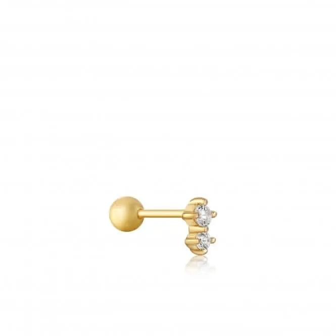 Gold Double Sparkle Barbell Single Earring E035-07G