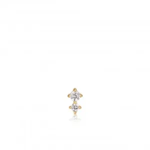 Gold Double Sparkle Barbell Single Earring E035-07G