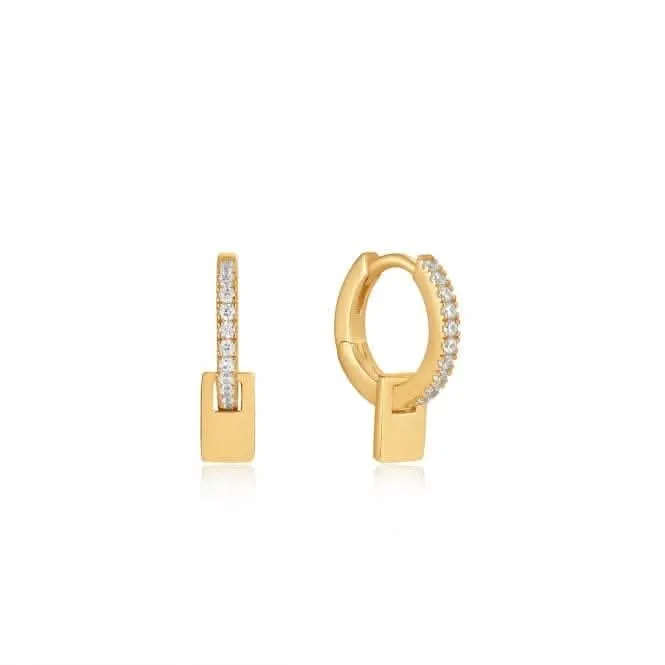 Gold Glam Pendant Huggie Hoop Earrings E037-06G