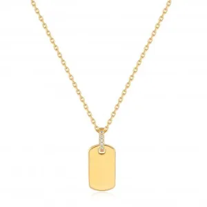 Gold Glam Tag Pendant Necklace N037-02G
